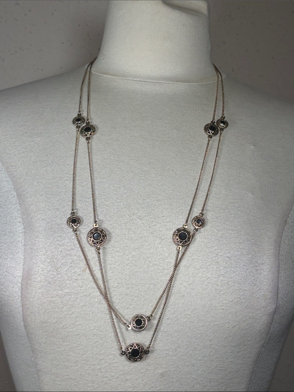 Goldtone 2-Strand Chain Necklace 31" - engraved with NWT